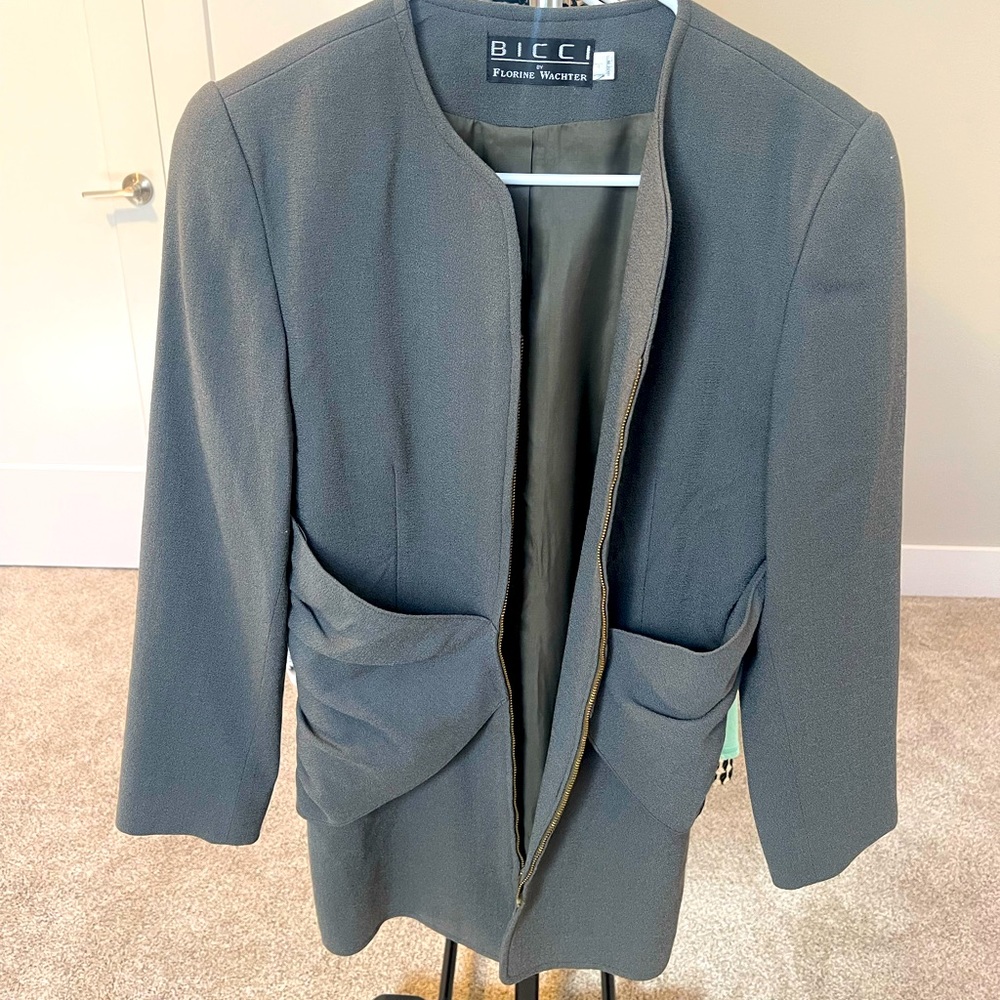 29 BICCI VINTAGE OLIVE OPEN BLAZER